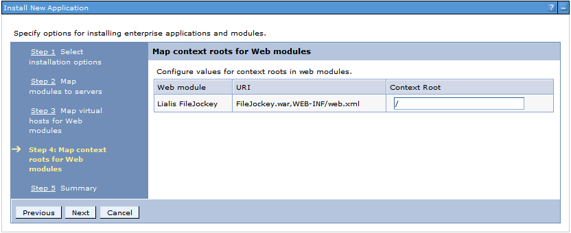 Mapping context root during installation