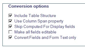 SharePoint Forms Designer conversion options